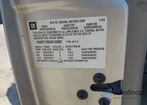 2004 Chevrolet Trailblazer Ext Ls from USA, damaged, VIN 1GNET16S846159869